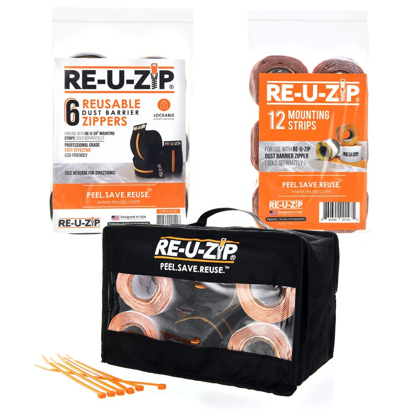 RE-U-ZIP إعادة U-ZIP؟ سحاب حاجز الغبار شديد التحمل وقابل لإعادة الاستخدام | الحزمة الاحترافية | نظام هوك وحلقة حاصل على براءة اختراع | فعالة من حيث التكلفة وموثوقة | ميزة الأمان القابلة للقفل - Image 3